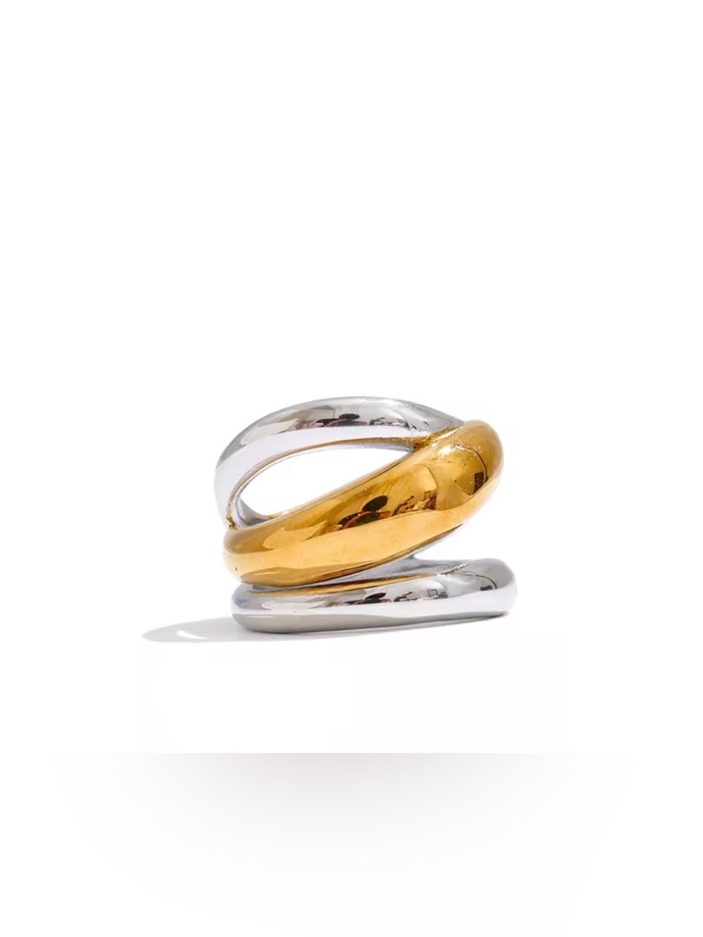 Two-Tone Gold and Silver Wrapped Statement Ring